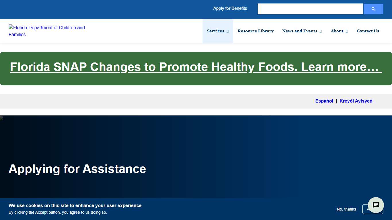 Applying for Assistance Florida DCF