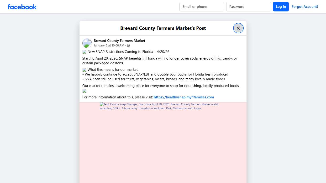 🚨 New SNAP Restrictions... - Brevard County Farmers Market Facebook